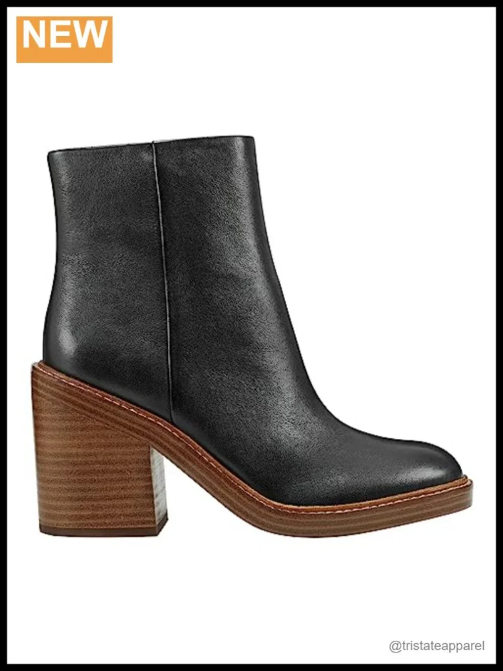 Marc Fisher LTD Haleena Almond Toe Ankle Booties Block Heel Leather